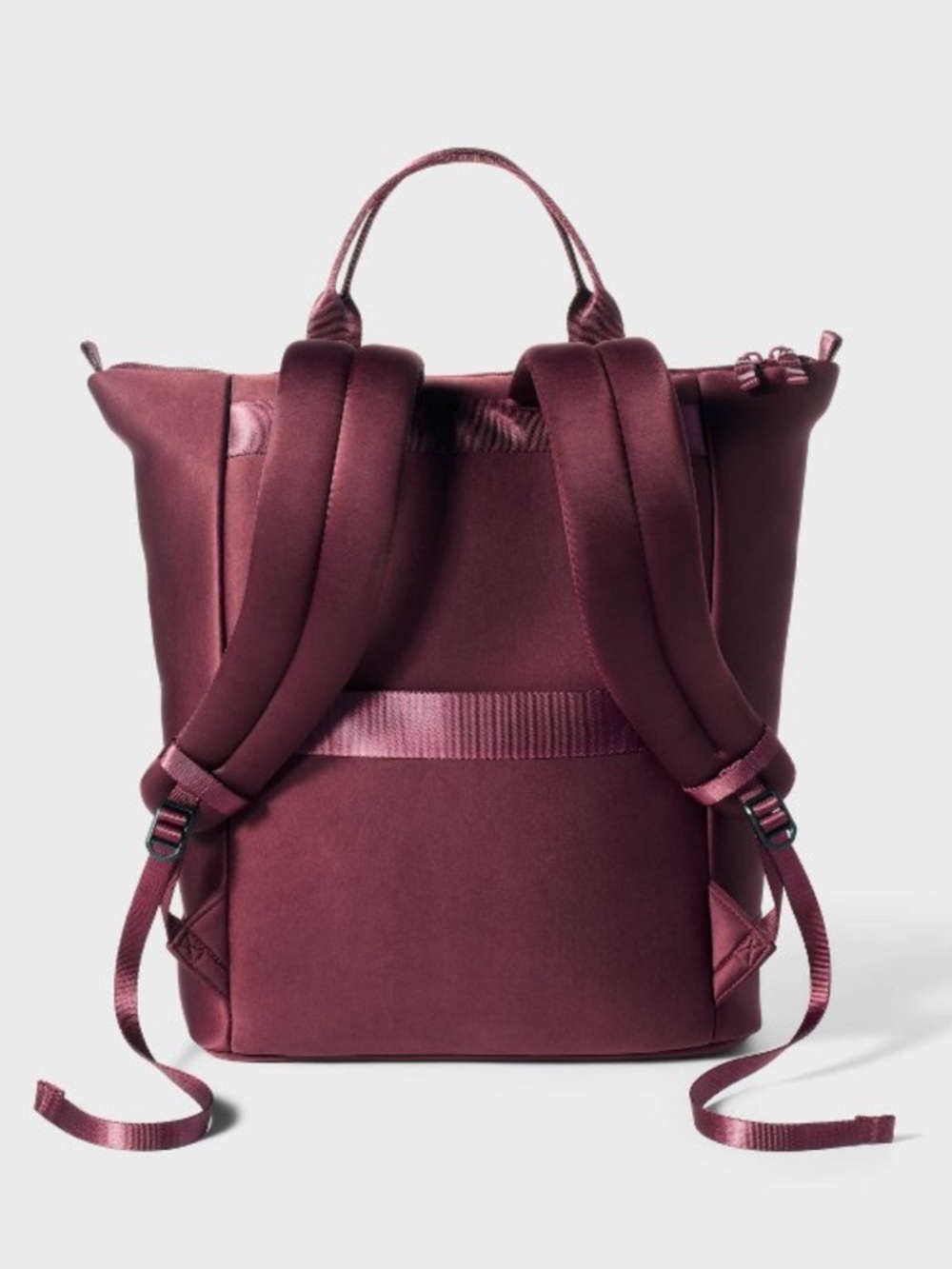 ALL IN MOTION NWT Faux Neoprene Backpack Faux Neoprene Backpack Tote - Maroon - Picture 2 of 8